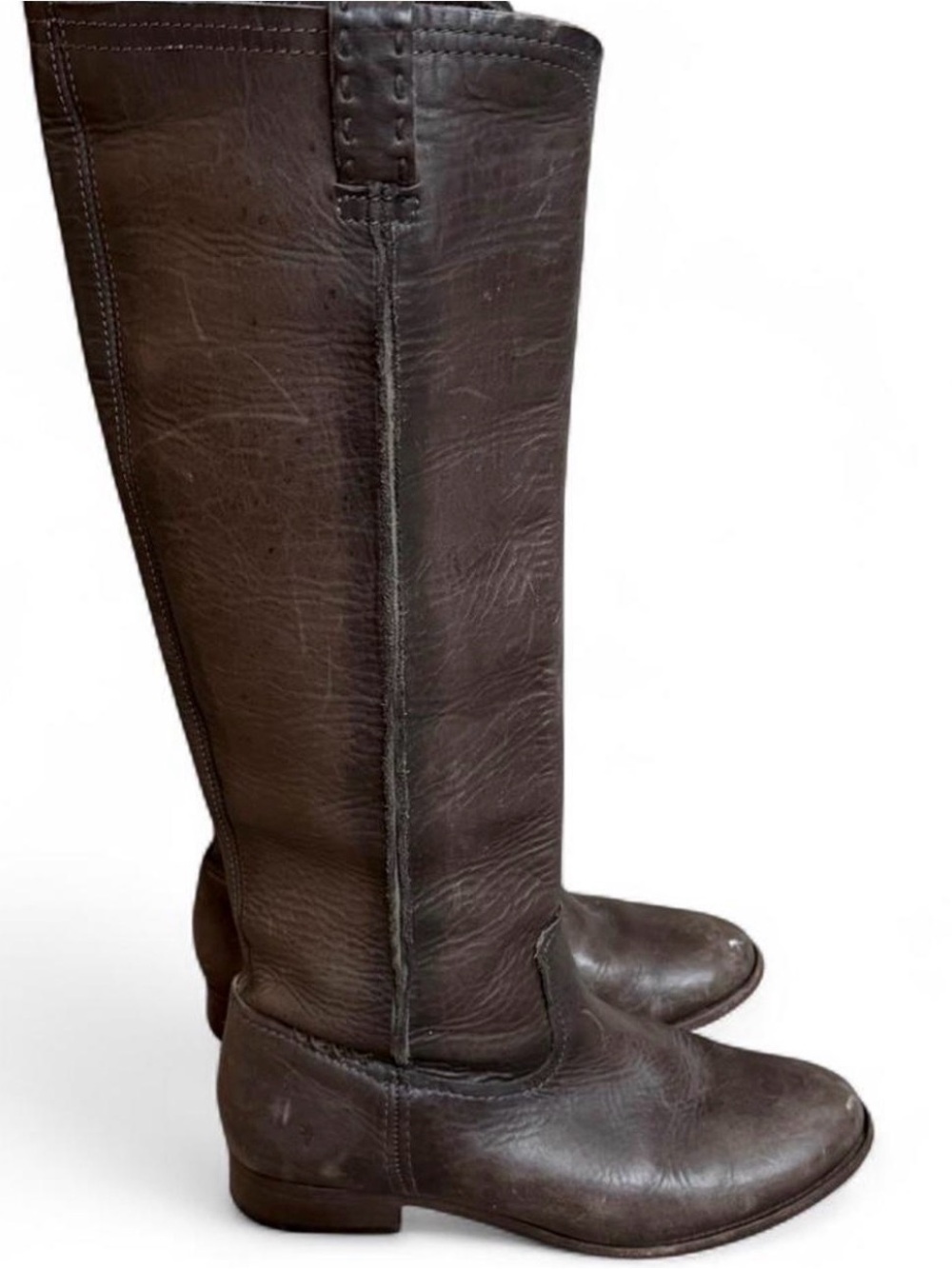Frye Cara Tall Riding Boots Gray Leather Size 9.5